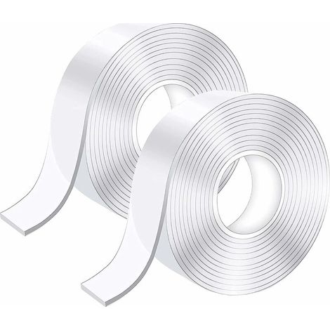 10M Ruban Adhésif Double Face Extra Fort, Transparent Lavable Fin Nano Tape, Amovible Traceless Bande Antidérapant, Réutilisable Double-Face Gel pour Tapis, Maison ou Bureau (1/5)