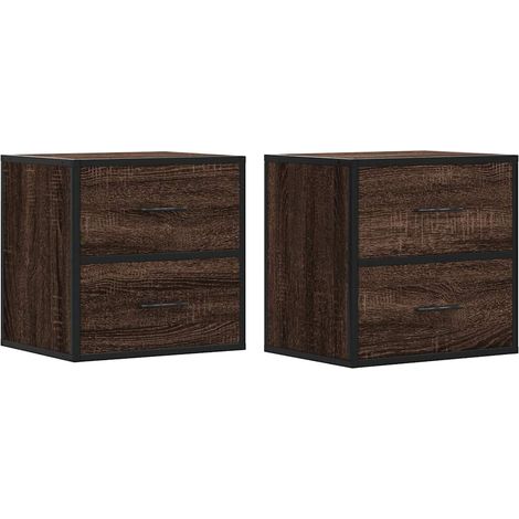 Maison Exclusive - Wand-Nachttische 2 Stk. Braun Eichen-Optik 40x