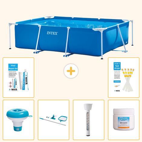 Intex – Piscine tubulaire rectangulaire 220x150x60 cm – Ensemble complet 7 pièces – Matériaux résistants – Pour usage intensif
