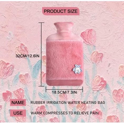 Bouillotte Eau Chaude,Bouillotte Peluche,Grande Capacité 2L,bouillottes,bouillotte eau,Bouillotte Eau Chaude pour Soulagement(Rose) (1/4)