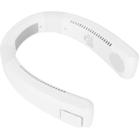 Wiederaufladbarer Nackenventilator über USB, 80 Löcher, 4000 bis 5500 U/min, hohe Auflösung, tragbar, für den Gebrauch zu Hause und im Freien, weiß. (1/5)