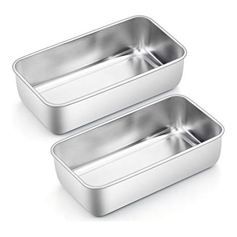 Homikit Kastenform 2er-Set, Edelstahl Brotbackform Königskuchenform für Brot/Kuchen/Toast, Rechteckig Brotform, Gesund, Leicht zu reinigen & Spülmaschinenfest, 23,5cm x 12,6cm x 6cm