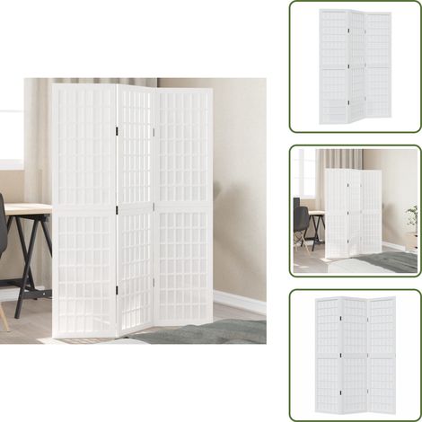 Cloison décorative - vidaXL Cloison de séparation 3 panneaux blanc bois de paulownia massif - Séparateur intérieur (1/5)
