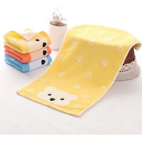 Bath Towel - BEACH TOWEL - Yellow - Cotton - 25x50cm - Bear Pattern