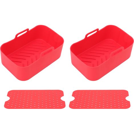 Lot 2 Paniers et Tapis Silicone Air Fryer Ninja DZ201 Foodi 8QT Réutilisables Antiadhésifs Résistants à la Chaleur Rouge (1/5)
