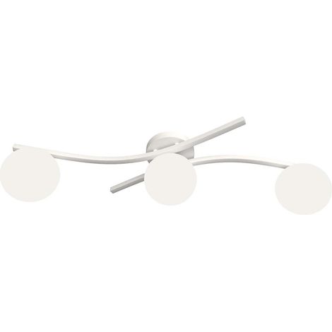 Plafoniera 3 Luci Opus In Accciaio Bianco E Sfere In Vetro Bianco