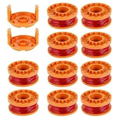 10Pcs Bobines Fil pour Débroussailleuses 3 m/1.65mm en Nylon Ligne de Bobines de Rechange WORXWG163 WG180 WG175 WG150 WG160 avec 2 Capuchons de Coupe Bobine de Fil de Coupe pour Tondeuse à Gazon (1/5)