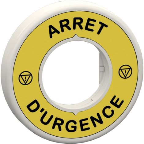 Harmony étiquette lumineuse rouge diam. 60 ARRET D'URGENCE fond jaune 230V SCHNEIDER ZBY9W2M130