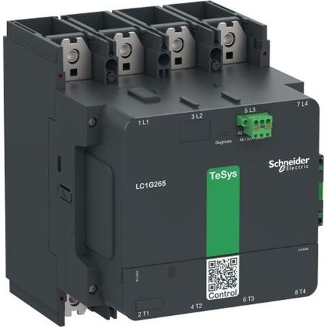 Contacteur TeSys LC1G 265A 440V 4P AC3 Standard 100-250V AC-DC bobine - LC1G2654KUEN