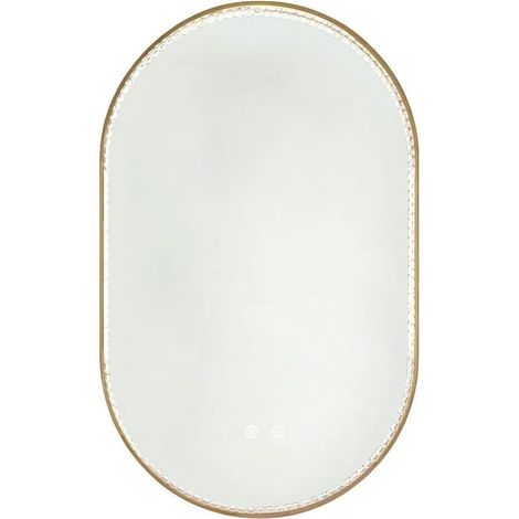 CHICFURN Specchio da bagno ovale 50x80 cm LED oro spazzolato, antiappannamento, touch (1/5)