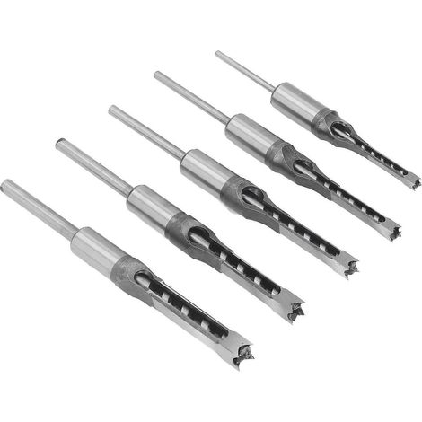 5-teiliges Set aus HSS-Vierkantbohrern und Senkbohrern für Holzbearbeitung (1/4 Zoll, 5/16 Zoll, 3/8 Zoll, 7/16 Zoll, 1/2 Zoll)