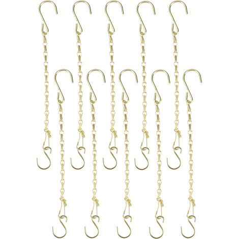 Chaine Suspension - 25 cm - Métal Doré - Pour Panier Fleurs Cage Oiseaux Lanterne - 10 Pièces