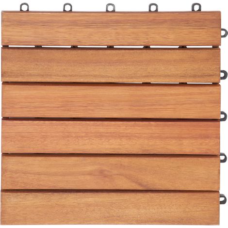 CASARIA® Interlocking Decking Tile FSC® Certified Eucalyptus or Acacia Wood Patio Garden Balcony Outdoor Deck Terrace Multipack Eucalyptus (1/5)