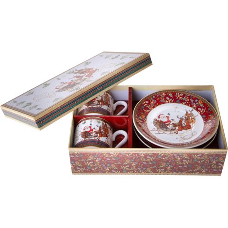 Tazze e piatti con disegnino Babbo Natale per decorazioni interne, Set.2 (1/4)