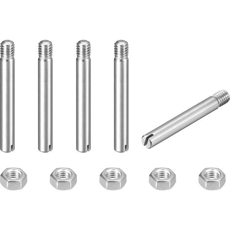 5pcs Goupilles Cylindriques avec Écrou, M4x30mm Goujon Cylindrique Fendu Fileté Externe 304 Acier Inoxydable Industriel Mécanique Chevilles Support d'Étagère Tige Fixation Meubles (1/5)