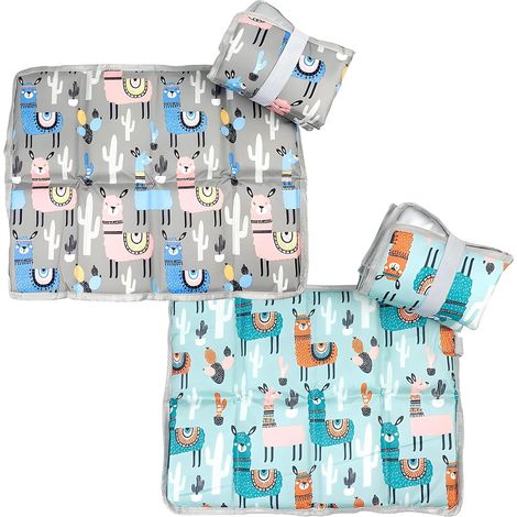 Lot de 2 coussins de siège pliables hydrofuges avec imprimé alpaga – Coussins de pique-nique compacts et portables avec sangle de rangement, 40 x 30 cm (1/5)