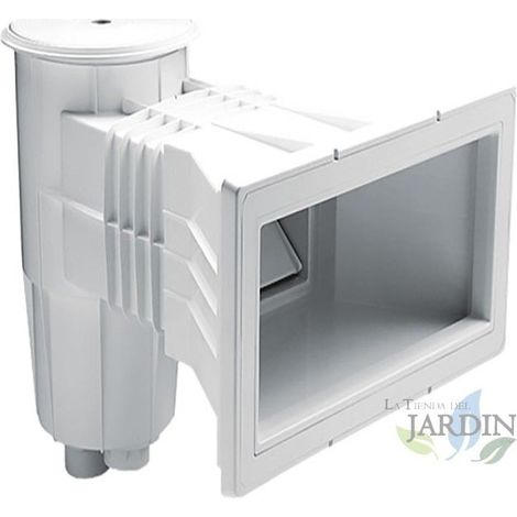 Suinga – Skimmer de piscine 15 litres bouche élargie – Couvercle circulaire – Raccordement Ø 50 et 40 – Débit 5 m³/h – Anti-UV (1/4)