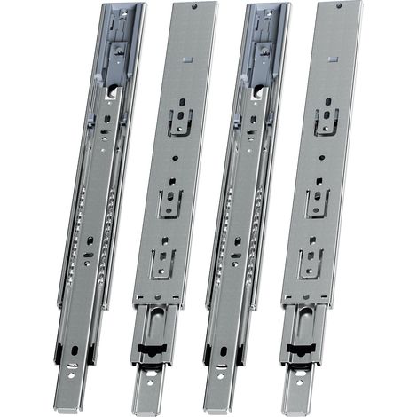 Randaco 2 Paar Schubladenschienen 350 mm Vollauszug, 3-teilig, Softclose mit Selbsteinzug, 45 kg Tragkraft, Schubladenauszug aus Stahl (1/5)