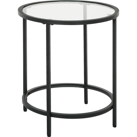 Table d’appoint ronde verre et métal pour salon, finition soignée (1/5)