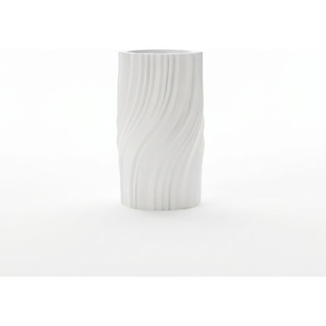 Vaso decorativo, plissettato, bianco, moderno, con struttura ondulata