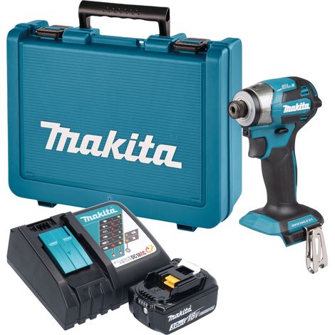 Avvitatore a impatto a batteria Makita DTD 173 RF1E 18 V 180 Nm 1/4" brushless + 1 batteria da 3,0 Ah + caricabatterie + valigetta (1/5)