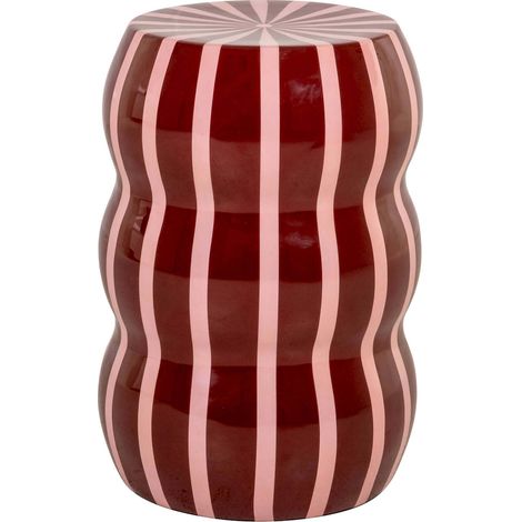 Table d appoint design rouge courbe touche artistique - Rouge brillant rayé rose (1/4)