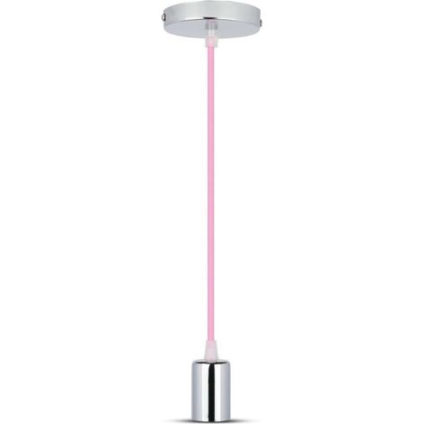 Lámpara de araña LED V-TAC con portalámparas cilíndrico de metal, E27 (máx. 60 W), 100 cm de largo, cable rosa cromado (1/5)
