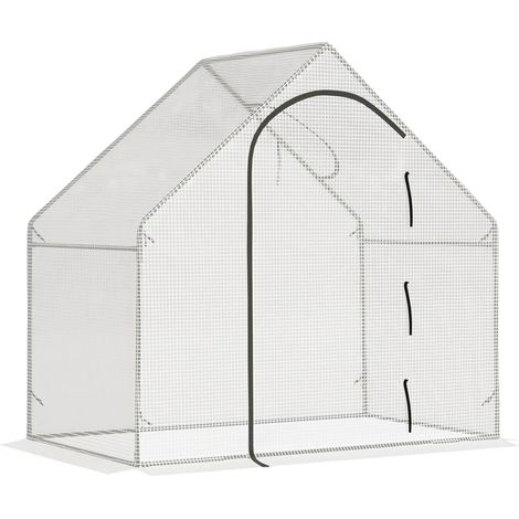 Invernadero 180 x 100 x 168 cm con puerta enrollable y ventana superior, blanco (1/5)