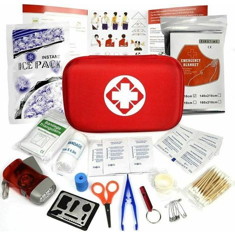 Rouge Semi-Rigide Mini Box Sac d'urgence Médical Imperméable Les Activités Extéreures Premiers Secours Domestiques——Comprend uniquement la trousse de premiers soins,Ne contient pas de médicaments (1/5)