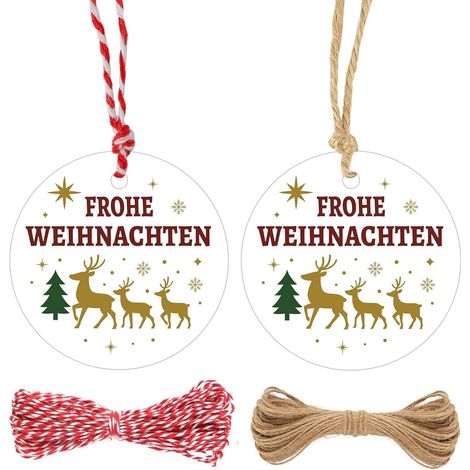 100 étiquettes cadeaux rondes « Joyeux Noël en Allemagne », 5,5 cm (1/5)