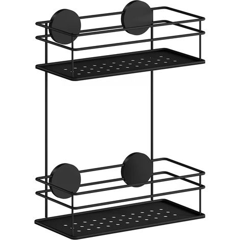 Smedbo Duschkorb doppelt in Edelstahl Schwarz, Selbstklebend BB1312 (1/3)