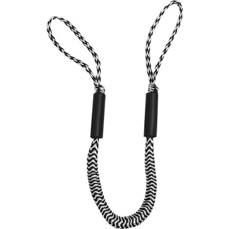 Corde élastique d'amarrage pour bateau avec amortisseur de choc (motif ondulé noir et blanc) (1/5)