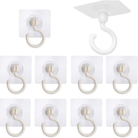 10er-Pack Klebehaken, um 360° drehbar, ohne Bohren, weiße, wasserdichte Handtuchhaken für Badezimmer, Küche, Büro oder Schlafzimmer.