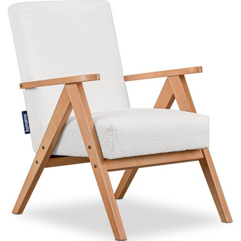 KONSIMO Klassische Sessel im minimalistischen Stil Rahmen aus lackiertem Holz "NASET", Weiß, Stoff/Massivholz, Scandinavian, 60x90x75 cm (1/4)