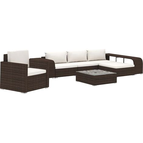 8-tlg. Garten-Lounge-Set mit Auflagen Poly Rattan Braun vidaXL (1/5)
