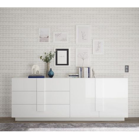 Buffet Jupiter 2 portes et 3 tiroirs – Blanc brillant (1/3)