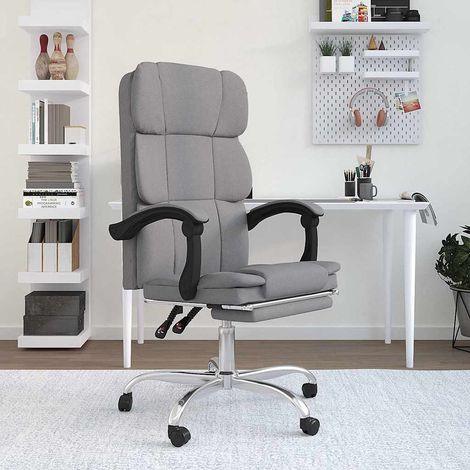 Chaise de bureau inclinable Fauteuil gamer - Chaise d'ordinateur Gris clair Tissu BonneVie-45006 (1/5)