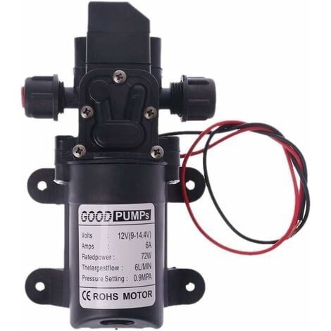 Pompe à eau pour camping-car 12 V DC 12 V 60 W 130 PI 6 L/min Pompe à eau haute pression Pompe d'amorçage à membrane Pompe à eau pour camping-car (Voltage : 12 V) (1/4)