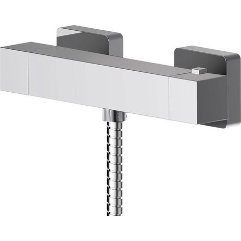 Nuie Sanford Chrome Square Thermostatic Shower Bar Valve with Bottom Outlet - SAN503 (1/2)