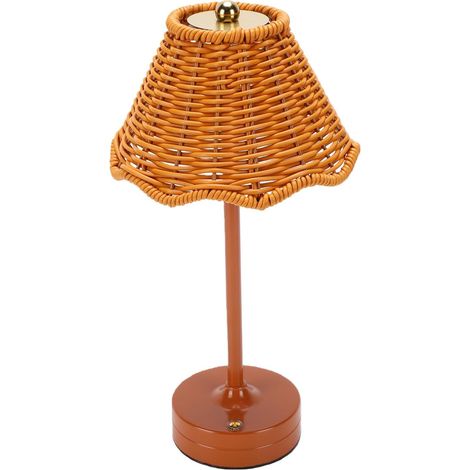 Asixxsix Lampe de table en rotin, bureau rétro sans fil (1/5)