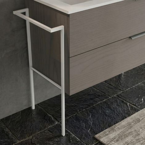 Supporto Mobile Bagno Sospeso Con Portasalviette Bianco Opaco (1/5)