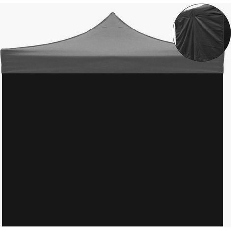 Cortina lateral para gazebo de jardín 3x3 con puerta y ventana enrollable - Negro (1/2)