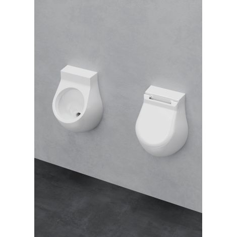 Orinatoio Sospeso Azzurra Ceramica Con Scarico a Parete Bianco Lucido "Nuvola" (1/3)