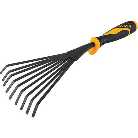 Rastrillo recogehojas de acero forjado, mango bimateria ergonómico, 155 mm, TOLSEN