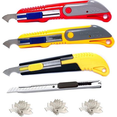 Cutter-Set für Acryl & Kunststoff, 4 Stück, Metall, Profi-Messer