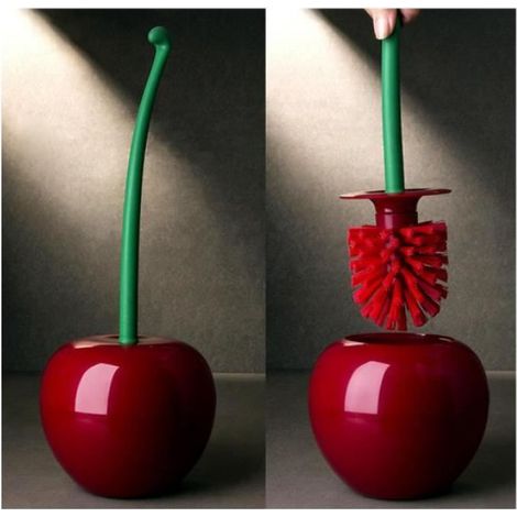 Ensemble brosse de toilette et support en forme de cerise Brosse de toilette en forme de cerise avec support, brosse de toilette (1/4)