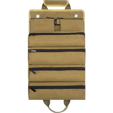 Sac de quincaillerie roulé kaki jardin électricien menuiserie sac de quincaillerie épaissi sac d'outils de quincaillerie voiture sac de rangement d'outils (1/5)