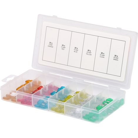 KS Tools 970.0280 970.0280 Kfz Mini Flachsicherung 5 A, 10 A, 15 A, 20 A, 25 A, 30 A 120 Teile