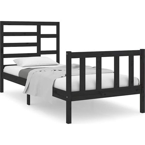 Maison Exclusive - Massivholzbett ohne Matratze Schwarz 75x190 cm