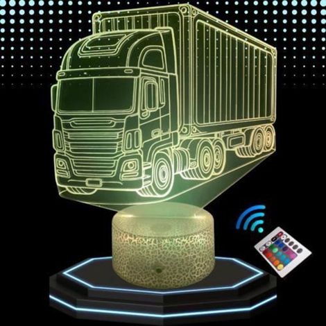 Lampe de Chevet 3D LED - Camion Semi Remorque - Multicolore - Tactile - Télécommande - Décorative (1/4)